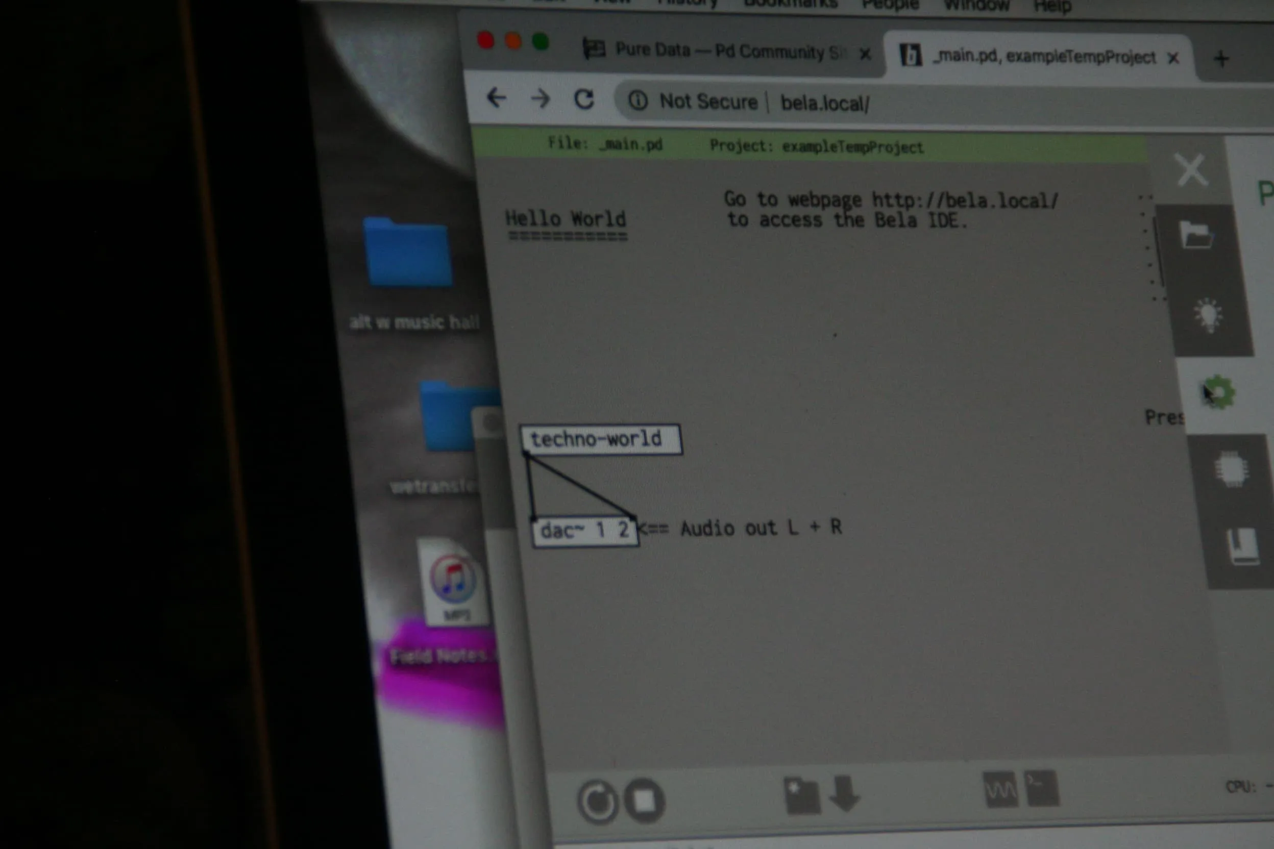 Closeup of laptop at Bela workshop faciliated by Lil Data