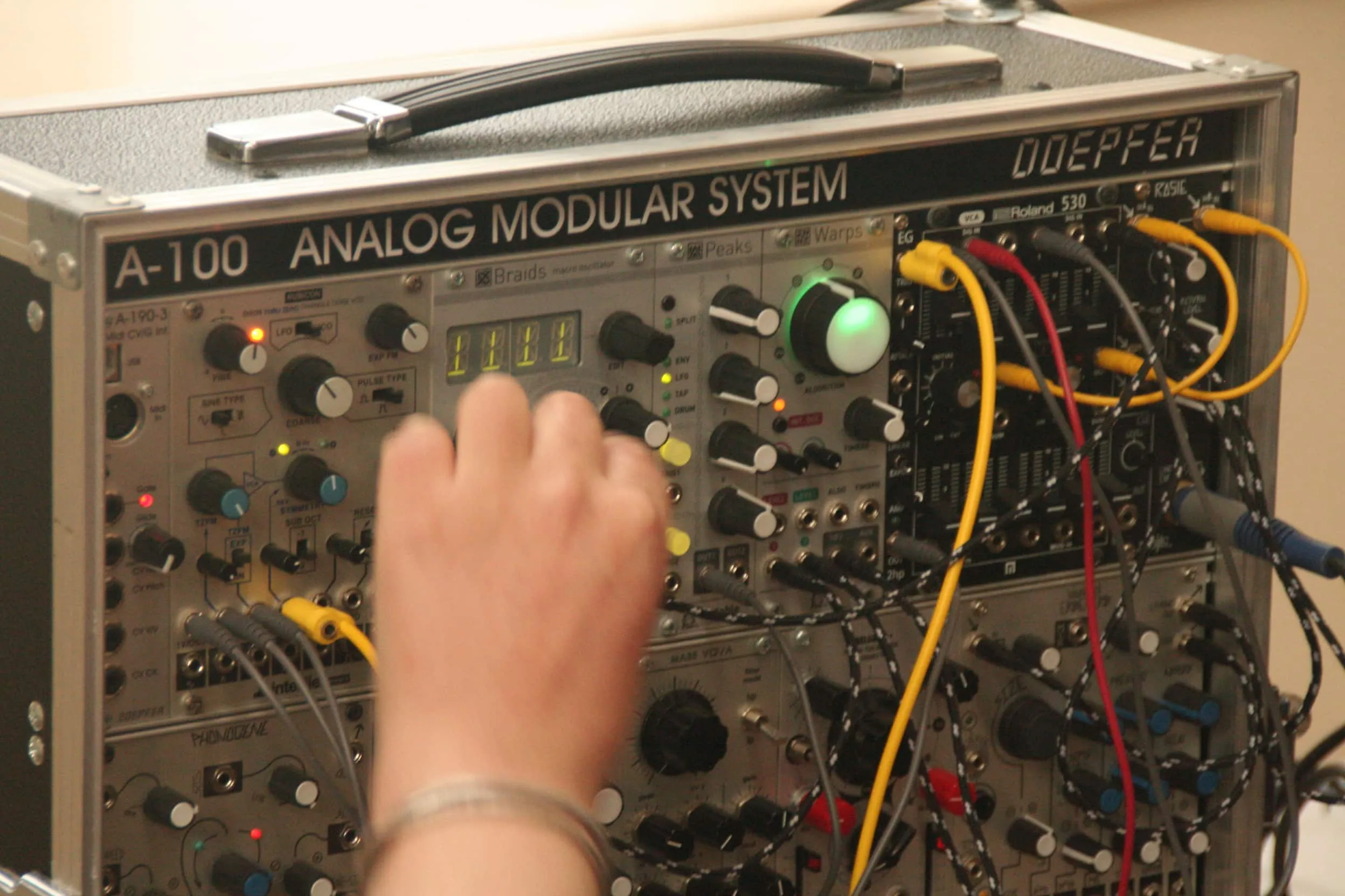 Closeup of modular system used at workshop