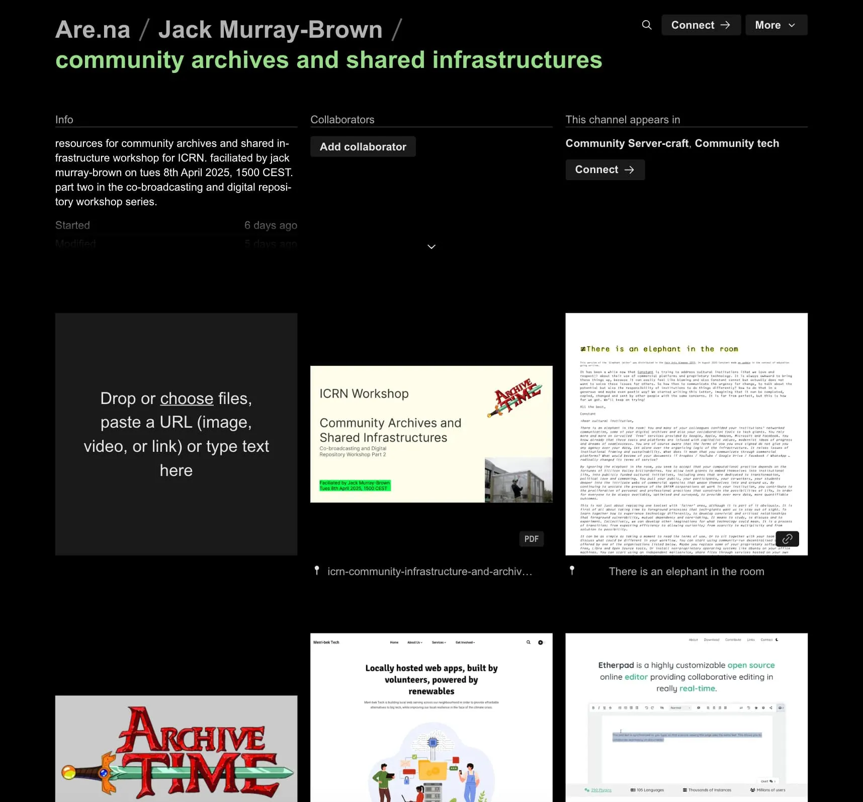 Community archives workshop materials and notes